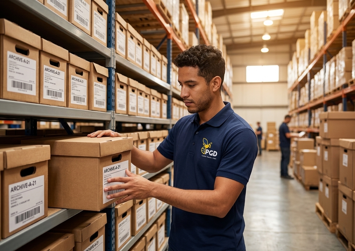 Colaborador de PGD trabajando en el archivo